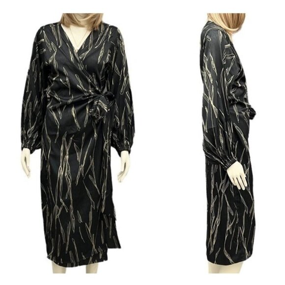 NWOT DIARRABLU Scribble Printed V Neck Wrap Dress | Sz Small - Picture 6 of 11